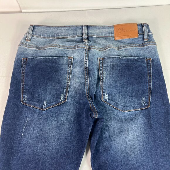 One Teaspoon Jean Women 34x26* Free Birds Low Rise Skinny Crop Blue Denim Tag 32 - Picture 9 of 16